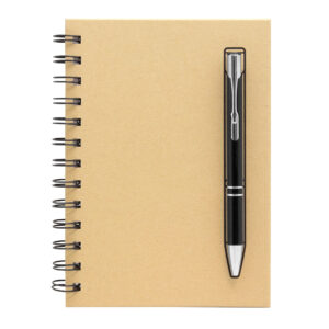 Set Libreta Kraft + Boligrafo Metálico