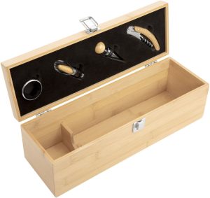 Set de Vino 4 Accesorios Caja Bambu